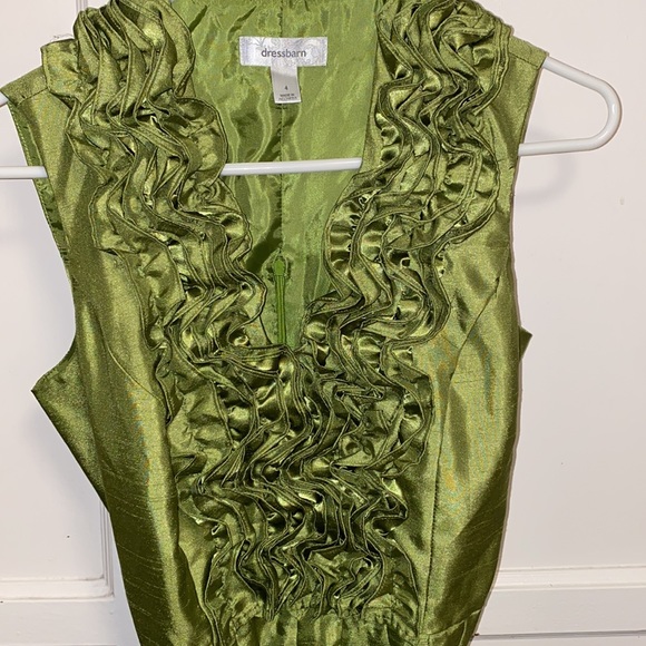 Dress Barn Size 4 Ruffled Green Dress Sleeveless - Picture 6 of 11